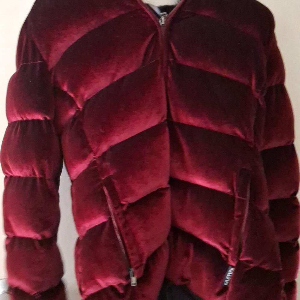 Killstar Burgundy Velvet Puffer Jacket